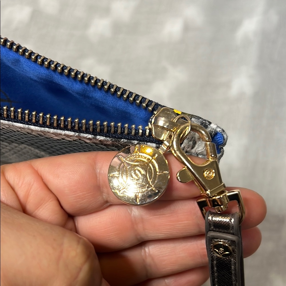 Stephanie Johnson Blue and Yellow Snakeskin Wristlet - Picture 5 of 7